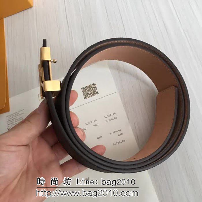 路易威登LV Louis Vuitton進口原版帆布老花面料 男士皮帶M9608 專櫃經典款 LHG1213